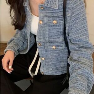 Stylish Blue Tweed Jacket